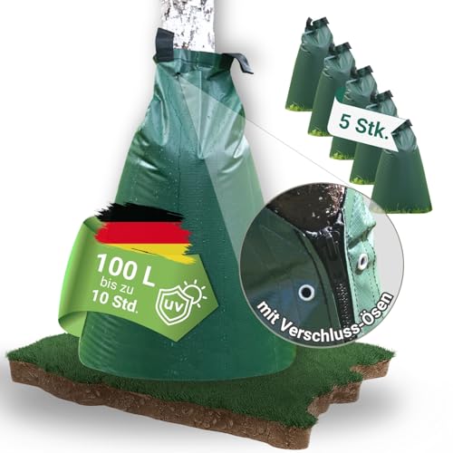 dm-folien Baumbewässerungsbeutel I 100 Liter I 5 Stück I Bewässerungssack aus robustem PVC I Baumsack zur Bewässerung von Bäumen I UV-beständiger & reißfester Bewässerungsbeutel von dm-folien gmbh