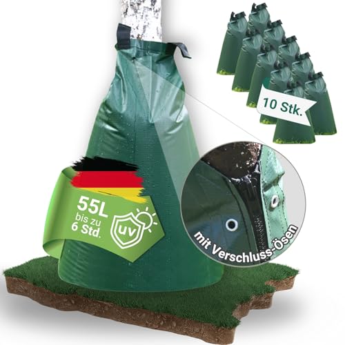 dm-folien Baumbewässerungsbeutel I 55 Liter I 10 Stück I Bewässerungssack aus robustem PVC I Baumsack zur Bewässerung von Bäumen I UV-beständiger & reißfester Bewässerungsbeutel von dm-folien gmbh