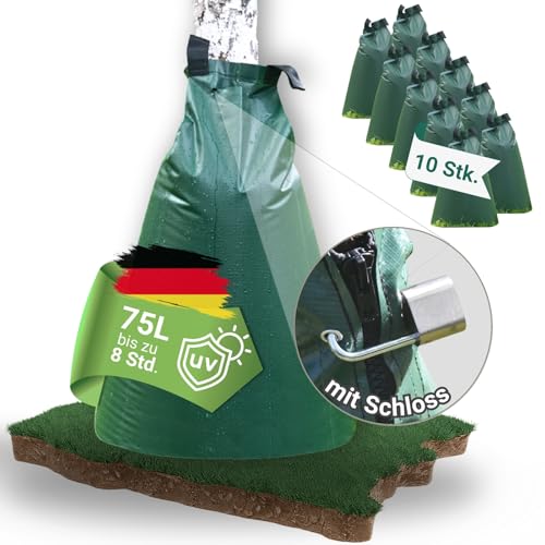 dm-folien Baumbewässerungsbeutel mit Schloss I 75 Liter I 10 Stück I Bewässerungssack aus robustem PVC I Baumsack zur Bewässerung von Bäumen I UV-beständiger & reißfester Bewässerungsbeutel von dm-folien gmbh