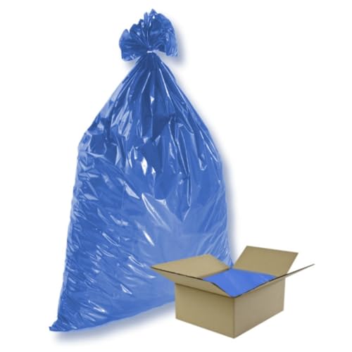 dm-folien Blaue Müllsäcke 240 Liter I 100 Stück I 650 x 550 x 1350 mm I Große Abfallbeutel für Entsorgung von Styropor & Folienabfälle I Reißfeste Müllbeutel mit Seitenfalte I Foliensäcke 48 my von dm-folien gmbh