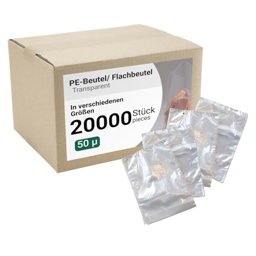 dm-folien PE-Beutel 20.000 Stück I viele Größen I 50x80mm I Lebensmittelechte Flachbeutel 50µ I Transparente Beutel aus LDPE I Reißfeste Verpackungsbeutel für Lebensmittel, Dokumente & Schrauben von dm-folien gmbh