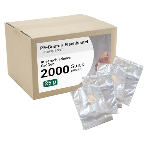 dm-folien PE-Beutel 2000 Stück I viele Größen I 160x250mm I Lebensmittelechte Flachbeutel 25µ I Transparente Beutel aus LDPE I Reißfeste Verpackungsbeutel für Lebensmittel, Dokumente & Schrauben von dm-folien gmbh