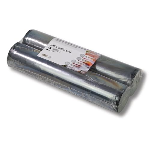 dm-folien Vakuum-Folie I 30 x 600 cm | 2 Vakuumrollen | Folienbeutel für Vakuumiergerät | Sous-Vide Vakuumierbeutel 90 µ I Lebensmittelechte Vakuumbeutel I spülmaschinen- & hitzefest von dm-folien gmbh