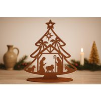 Weihnachtskrippe Aus Metall Mit Edelrostoberfläche Für Innen - Und Außenbereich, Weihnachtsdeko Haustüre, Weihnachtsbaum Edelrost Weihnachtskrippe Aus Metall Mit Edelrostoberfläche Für Innen - Und Außenbereich, Weihnachtsdeko Haustüre, Weihnachtsbaum Edelrost von dmpmetalldesign