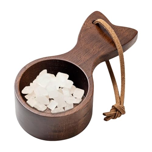Kaffeeschaufel aus Holz, vielseitiges Umhängeband, ergonomischer Kaffee-Messlöffel, Lederband, Kaffeelöffel, Messwerkzeuge Waage für Kaffeebohnen, Kaffeepulver, Milchpulver von dmqdu