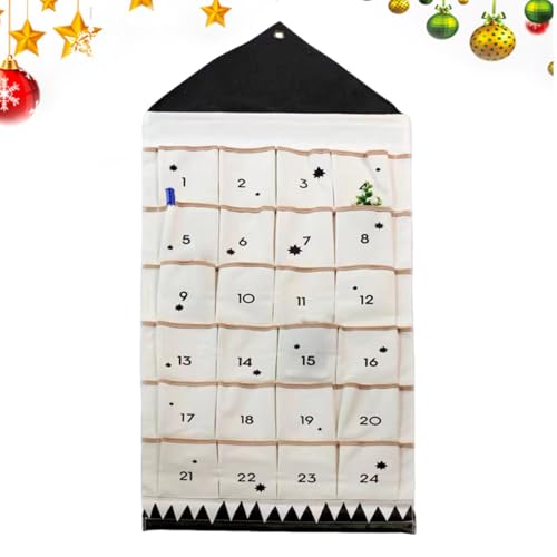 dmqdu Adventskalender aus Stoff, Taschen für Adventskalender für Weihnachten, Wanddekoration, Aufbewahrungstasche | 24 Taschen Wand-Organizer, Adventskalender 2024, von dmqdu