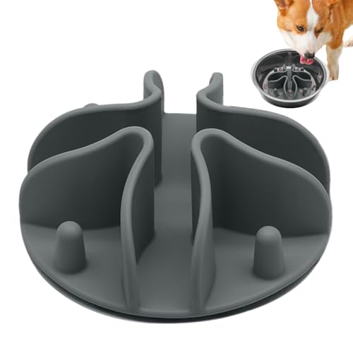 dmqdu Futternapf für Hunde mit langsamer Fütterung, Einsatz für langsames Fressen für Hunde | Napfeinsatz für langsames Füttern aus Silikon mit Saugnapf, rutschfester Futternapf für Hunde von dmqdu