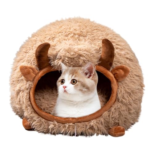 dmqdu Höhle für Katzen, abgedecktes Katzenbett, Winterhöhle für Katzen, weiche Winterhöhle für Haustiere – Innennest für Katzen, halbgeschlossenes Zeltbett für Hunde mit Spielbezug von dmqdu