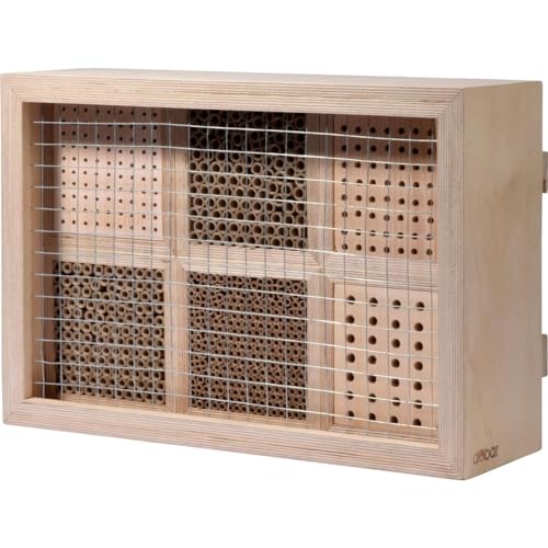 LUXUS-INSEKTENHOTELS 28410e Großes Profi-Wildbienenhotel - Wildbienen-Nisthilfe Holz - Insektenhotel mit Schutzrahmen - Wildbienenhaus Buchenholz Papierröllchen - 45 x 15 x 31 cm von dobar