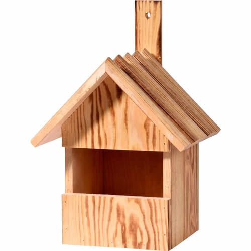 dobar® 13076e Nistkasten Halbhöhle - Halbhöhlennistkasten Massivholz - Nistkasten für Halbhöhlenbrüter - Nisthilfe Nischenbrüter für Garten/Terrasse - 22,5 x 19,5 x 33 cm - Geflammt von dobar