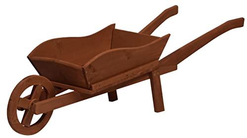 dobar® 29195FSC Pflanzschubkarre aus Holz | Dekorativer Pflanzkasten für Blumen | Blumenwagen | Blumenkarre | Pflanzwagen | Holzschubkarre zum Bepflanzen | 107 x 29 x 30 cm | Braun von dobar