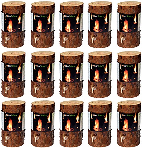 dobar® 35133 Schwedenfeuer Set 15 Stück | Baumfackel aus FSC®-zertifiziertem Kiefernholz | Gartenfackel im Set | Stimmungsvolle Finnenfackel für Garten/Terrasse | Ø11-15 cm x 20 cm | Natur von dobar