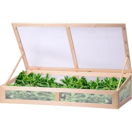 dobar® 58402FSC Frühbeet-Aufsatz | Anzucht Aufsatz für Hochbeete oder Gartenboden | Anzuchtkasten Massivholz | Frühbeet-Kasten für Gemüse/Salate/Beeren | Gewächshaus | 128 x 67 x 31,5 cm | Natur von dobar