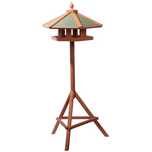 dobar® 6-eckiges Vogelfutterhaus Panorama XL inkl. Ständer - Große Vogelvilla für Wildvögel - 66 x 66 x 140,5 cm - Grün von dobar