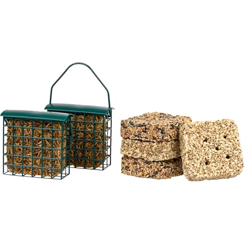 dobar® 8-teiliges Wildvogelfutter-Set - 6 Futterblöcke in verschiedenen Sorten - 2 Futterspender zum Aufhängen - Ganzjahresfutter für Vögel - Wildvogelfutter 1,5 kg von dobar