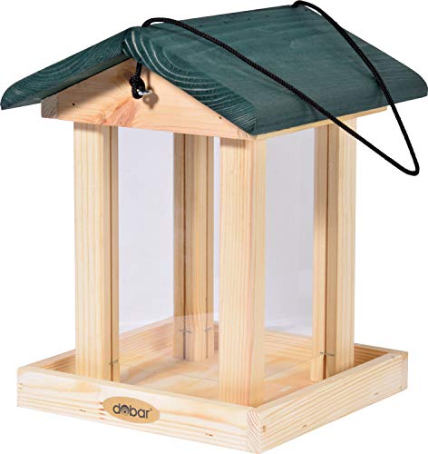 dobar® 90040FSCe Vogelfutterstation Silo hängend - Vogelfutterhaus zum Hängen - Vogelhaus Massivholz - Futterstation Wildvögel für Garten/Terrasse/Balkon - 22 x 25 x 28 cm - Grün von dobar