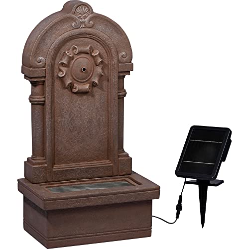 dobar® 96090e Solarbrunnen Poseidon | Gartenbrunnen mit LED Beleuchtung | Terrassenbrunnen aus Polyresin | Zierbrunnen Outdoor |Design Springbrunnen Kunststein | 40 x 26 x 76 cm | Steingrau von dobar