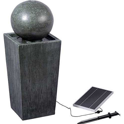 dobar® 96104e Design Solarbrunnen Apollon | Terrassenbrunnen mit LED Beleuchtung | Gartenbrunnen aus Polyresin | Zierbrunnen Outdoor | Springbrunnen Kunststein | 30 x 30 x 78,5 cm | Grau von dobar