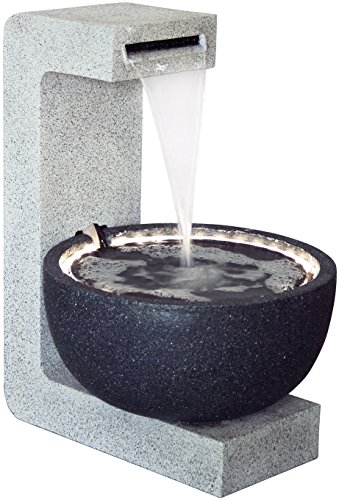 dobar® 96120e Großer Design Gartenbrunnen Juno | Terrassenbrunnen mit LED-Beleuchtung | Wasserfall aus Polyresin | Springbrunnen Outdoor | Dekorativer Zierbrunnen | 52 x 44 x 65 cm Grau/Hellgrau von dobar