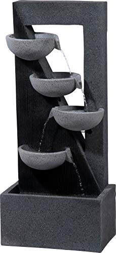 dobar® 96190e "Vulcanus Design Gartenbrunnen Groß 4 Schalen| LED Beleuchtung | Outdoor Wasserfall Polyresin | Wasserspiel Kunststein | Springbrunnen für Garten/Terrasse/Balkon | 40 x 25 x 91,5 cm von dobar