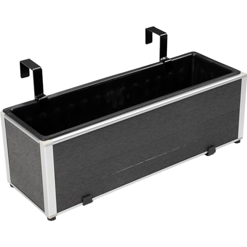 dobar® Blumenkasten für Balkongeländer inklusive Halterung für Außen - Blumentopf aus frostsicherem WPC mit herausnehmbaren Einsatz - 56 x 19,5 x 20,5 cm - Anthrazit von dobar