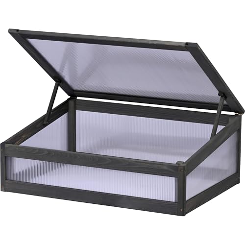 dobar® Frühbeetaufsatz aus Holz für Hochbeet Kubus 2.0 - Frühbeetkasten für Garten - 76 x 56 x 20 cm - Anthrazit von dobar