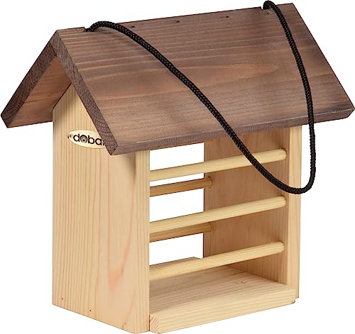 dobar® Green Label 11522FSCe - Großer Meisenknödelhalter aus robustem Kieferholz - Futterstation für Wildvögel - 22 x 14 x 21 cm von dobar