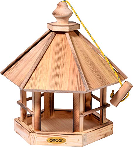 dobar® Green Label 18007FSCe Vogelfutterhaus Caliente hängend - Futterhaus aus Massivholz - Futterstation zum Hängen - Wildvogelfutterplatz - 29 x 29 x 34 cm - Geflammt von dobar