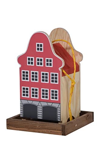 dobar® Green Label 27060FSCe Buntes Vogelfutterhaus Rothenburg Hängend - Kleine Vogelvilla Multiplex-Holz - Vogelfutterstation mit Futtersilo - Vogelhaus zum Hängen - 19 x 19 x 30 cm - Pink von dobar