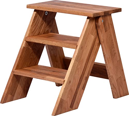 dobar® Green Label 29022FSCe Premium-Tritthocker | Klapptritt aus massivem Eichenholz | Faltbarer Klapphocker | Schemel für die Ernte/Haushalt/Badezimmer | 42 x 54 x 45 cm | Natur von dobar