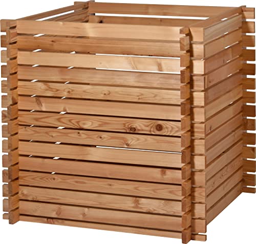 dobar® Green Label 58630FSCe Komposter Lärchi | Holz-Komposter mit Stecksystem | Quadratischer Kompostbehälter aus Massivholz | Gartenkomposter 420 L | Bausatz | 79 x 79 x 79 cm | Natur von dobar