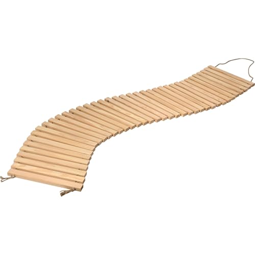 dobar® Green Label Mobiler Garten-Holzweg aus Douglasie - Ausrollbarer Gartenweg aus Massivholz - Rollweg für den Garten/Terrasse inklusive Tragegriffen aus Jute - Natur von dobar