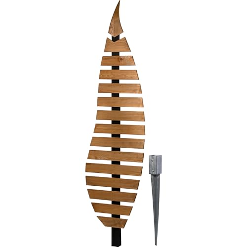 dobar® Green Label Rankhilfe Abstractus in Blattform zweifarbig aus Holz - Rankgerüst stehend mit Pfahl für Garten - Pflanzstütze für Kletterpflanzen von dobar