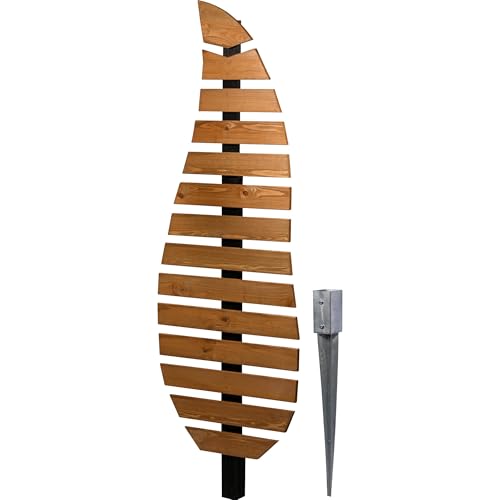 dobar® Green Label Rankhilfe Komplexus in Blattform zweifarbig aus Holz - Rankgerüst stehend mit Pfahl für Garten - Pflanzstütze für Kletterpflanzen von dobar