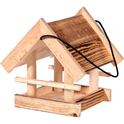 dobar® Green Label Vogelfutterhaus Candela hängend - Vogelhaus 22 x 20 x 22 cm - Geflammt von dobar