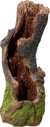 dobar® Großer Design Gartenbrunnen Naturgeist in Baumstamm-Optik - Outdoor-Terrassenbrunnen mit LED-Beleuchtung aus Polyresin - Wasserfall inkl. Netzkabel von dobar