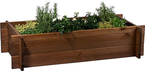 dobar® Hochbeet Massivholz Stecksystem Gr. M stapelbar - Pflanzkasten - 117 x 58,5 x 27,5 cm - Dunkelbraun von dobar