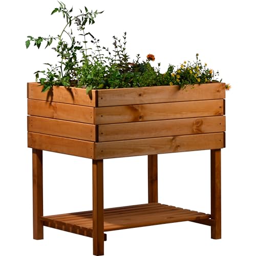 dobar® Hochbeet Kubus 2.0 inkl. Pflanzfolie und Ablage - Hochbeet für Garten aus Holz - 78 x 58 x 78 cm - Braun von dobar