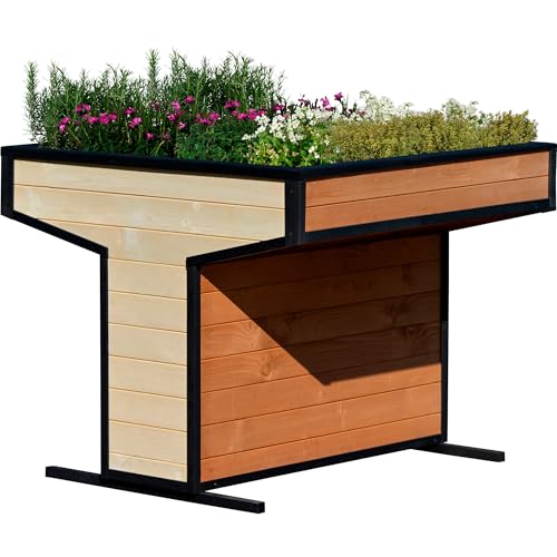 dobar® Hochbeet Wheely Gr. XXL für Rollstuhlfahrer - Großes Salatbeet aus Holz für den Garten -Wetterfestes Kräuterbeet mit Innenvlies - Pflanzbeet, Natur von dobar