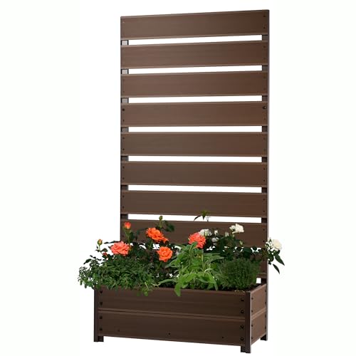 dobar® XXL-Pflanzkübel aus WPC mit hohem Rankgitter-Sichtschutz - Großer Pflanzkasten ideal für Balkone und Terrassen - 72 x 33 x 137 cm - Silbergrau, Grau, Dunkelbraun von dobar