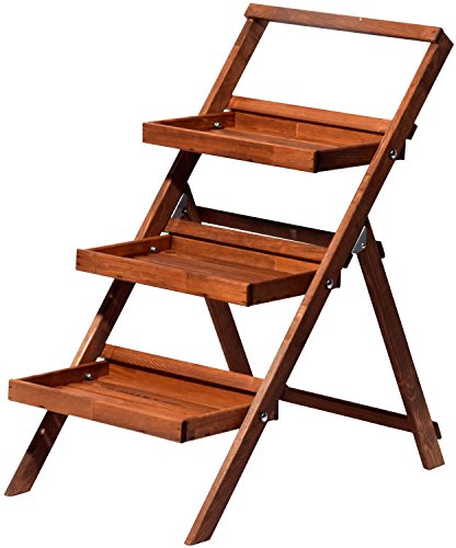 dobar® green label 29062FSC Blumentreppe | Großes Blumenregal zum Klappen | Blumenleiter aus Holz | Pflanztreppe für Garten/Terrasse/Balkon | 46 x 50 x 102 cm | Braun von dobar