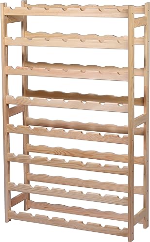 dobar® green label 29711FSCe Weinregal 56 Flaschen | Weinflaschenregal Massivholz unbehandelt | Weinständer für Keller/Küche | Flaschenregal Bausatz | 72 x 25 x 117,5 | Natur von dobar