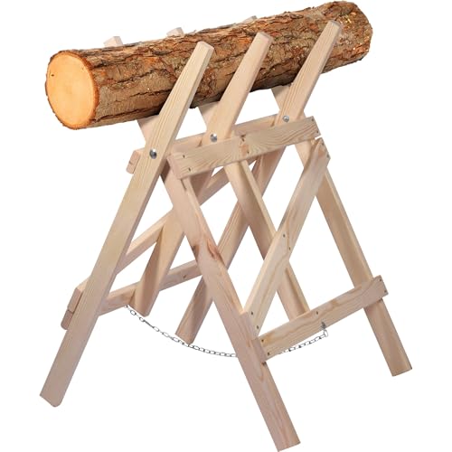 dobar® green label 56080FSCe Sägebock klappbar | Sägehilfe Massivholz | Sägegestell für Kaminholz | Holzsägebock bis 25cm Ø | Kiefer | 64 x 64 x 94 cm von dobar