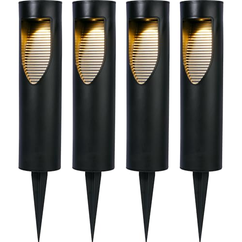 dobar® wetterfeste Gartenstecker solar im 4er Set aus für Außen asl Weg-Beleuchtung - Outdoor Solarlaterne am Stab für den Garten - 8 x 8 x 45 cm - Schwarz von dobar