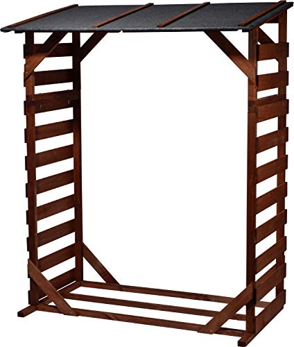 dobar® 56095FSCe Großes Kaminholzregal - Brennholzregal Massivholz - Kaminholzunterstand 1 m³ - Feuerholzregal mit Bitumendach - 133 x 77 x 169 cm - Schwarz von dobar