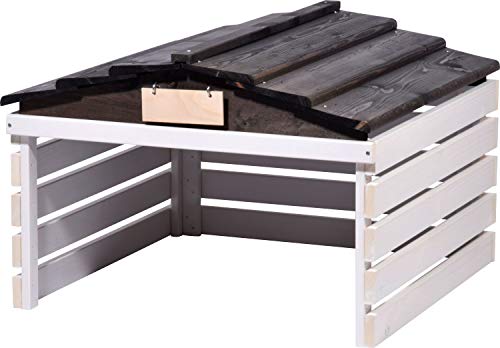 dobar® Mähroboter Garage aus Holz mit abnehmbarem Dach - Rasenroboter Unterstand mit individualisierbarem Schild - 78,5 x 74 x 52,5 cm - Weiß/Schwarz von dobar