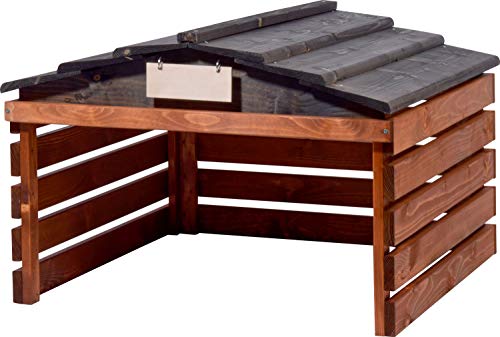 dobar® Mähroboter Garage aus Holz mit abnehmbarem Dach - Rasenroboter Unterstand mit individualisierbarem Schild - 78,5 x 74 x 52,5 cm - Braun/Schwarz von dobar