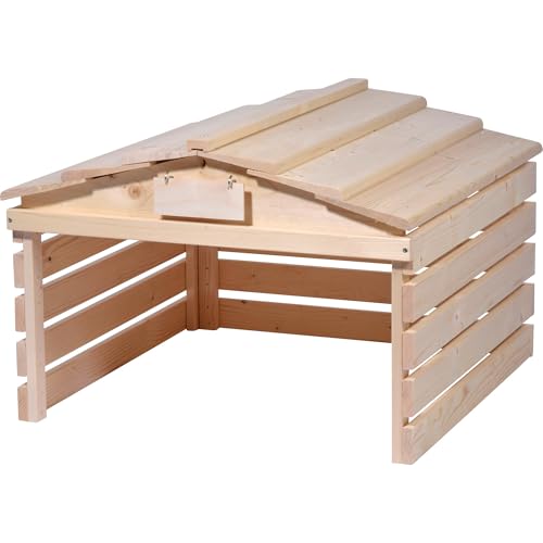 dobar® Mähroboter Garage aus Holz mit abnehmbarem Dach - Rasenroboter Unterstand mit individualisierbarem Schild - 78,5 x 74 x 52,5 cm - Natur von dobar