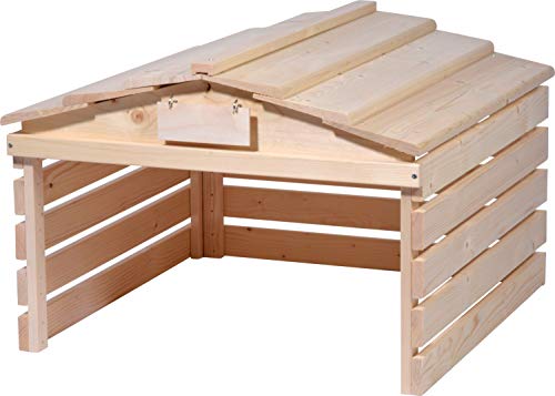 dobar® Mähroboter Garage aus Holz mit abnehmbarem Dach - Rasenroboter Unterstand mit individualisierbarem Schild - 78,5 x 74 x 52,5 cm - Natur von dobar