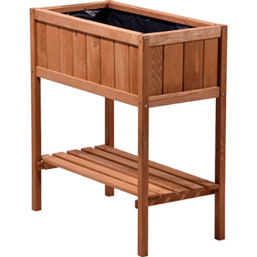 dobar® 58250e kompaktes Hochbeet | Erhöhtes Gemüsebeet | Kräuterbeet aus Holz | Balkonbeet für Salat | Pflanzkasten für Balkon/Garten/Terrasse | 76 x 40 x 80 cm | Braun von dobar